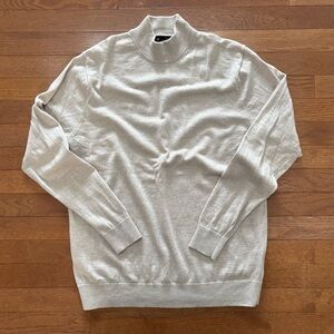 Vintage 100% Merino Wool Long Sleeve Mock Neck Cream Sweater